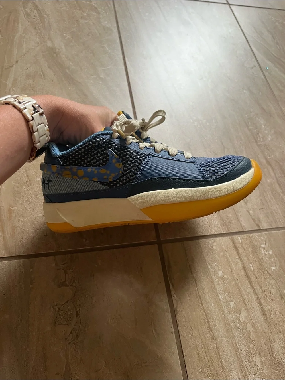 Ja 1 Nike Kids Blue and Yellow Low-Top Sneakers